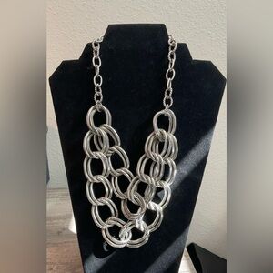 White House Black Market Elegant Silver Double Chain Link Necklace